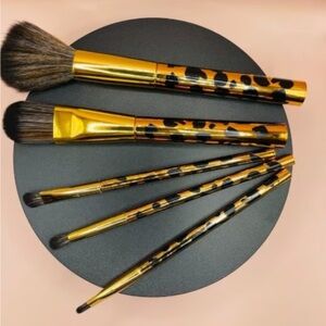 Leopard Print Makeup Brush Set - 5 PCS